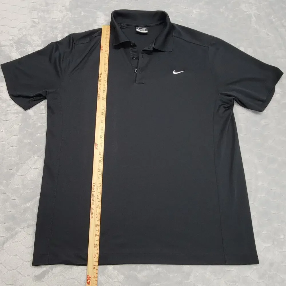 Nike Golf Dri-Fit Polo Shirt Mens XL Black Short Sleeve Embroidered Swoosh